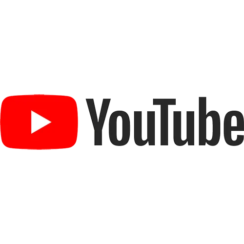 YouTube logo featuring a red play button icon on the left and the word 